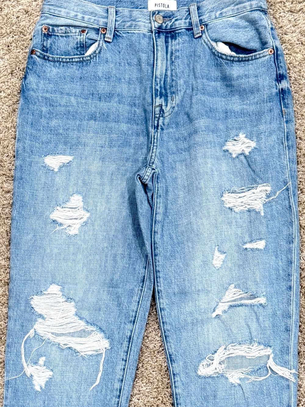 Pistola High Rise Distressed Slouchy Boyfriend Jeans Relaxed Fit Size 28 - Picture 5 of 8